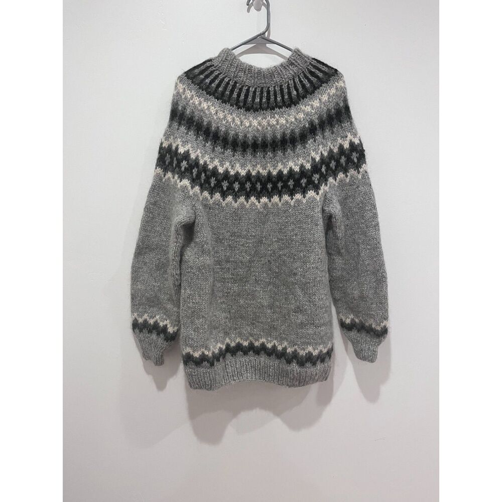 Vintage Icelandic Sweaters 100% Pure Wool Hand-Knitted Nordic Fair Isle Sweater